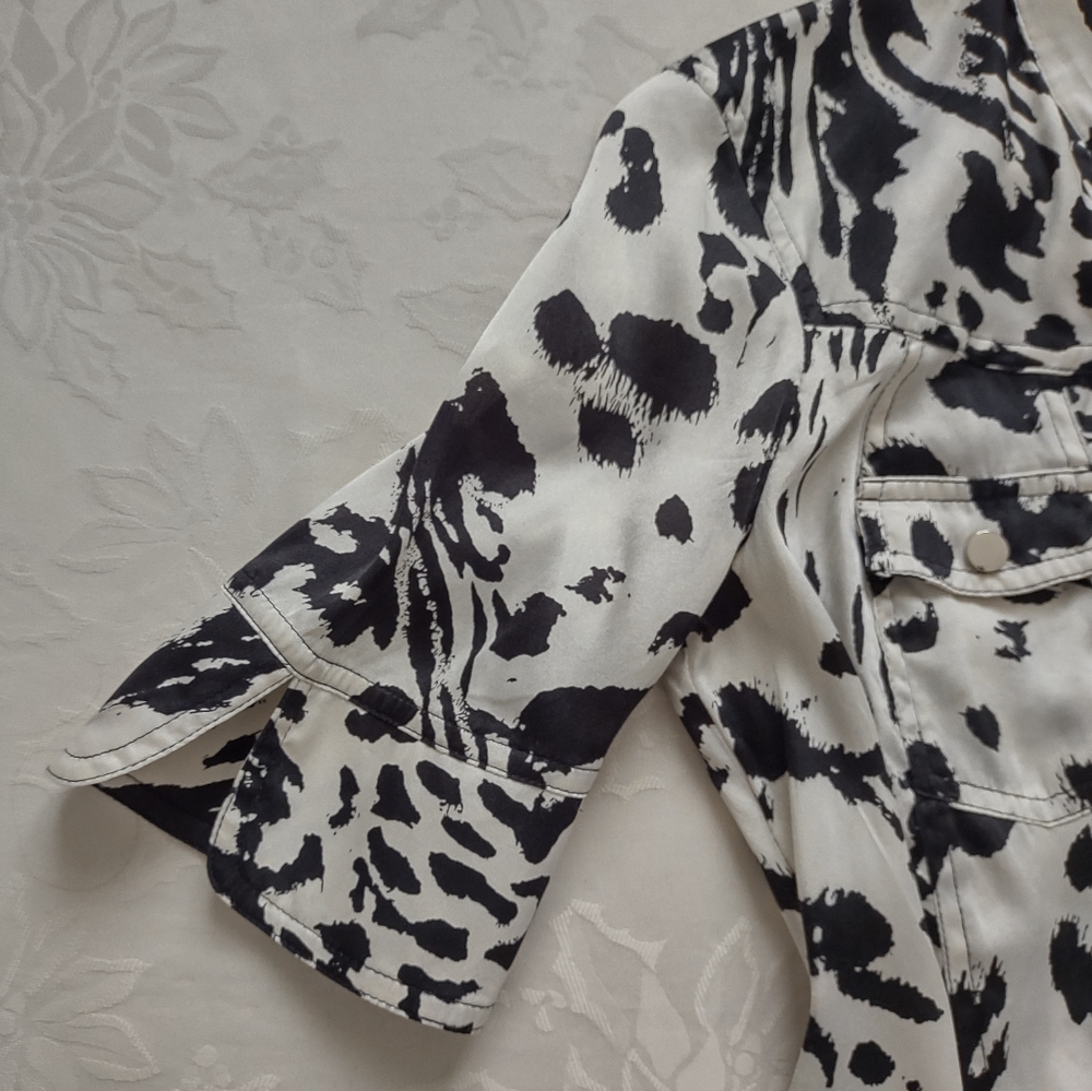 Cache Silk Lynx Animal Print Collared Blouse - image 6